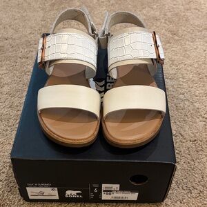 New in Box Sorel Ella III Slingback White Sandals Size 6